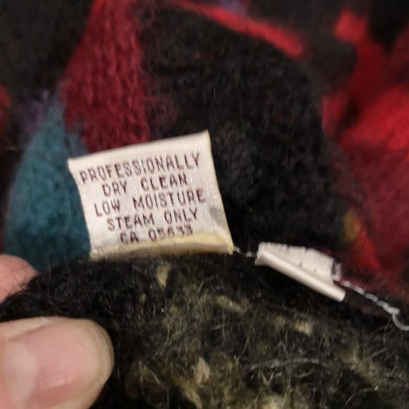 VTG SUSAN BRISTOL MOHAIR BLEND CARDIGAN M WOMAN BUTTON FLORAL BLACK  COZY - Picture 7 of 9